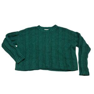 PacSun Green Ribbed Cropped Sweater Crewneck Cozy Knit